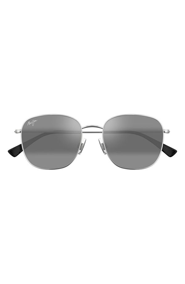 マウイジム レディース アクセサリー サングラス・アイウェア Maui Jim Olali AF 55mm Polarized Square SunglassesHINY SILVER W BLACK