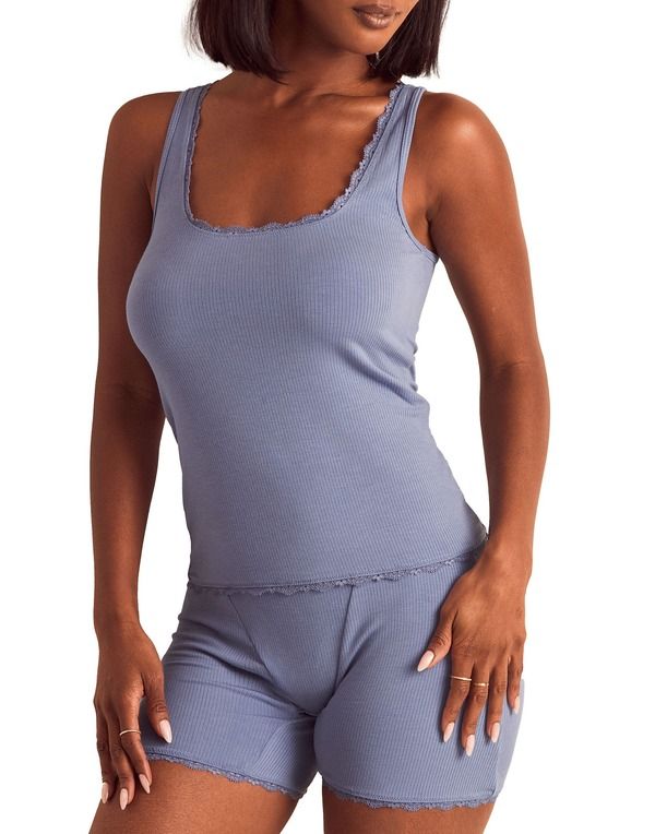 アドアミー レディース アンダーウェア ナイトウェア ショートパンツ Adore Me Tayler Pajama Tank Boxer Shortset Medium blue ブルー