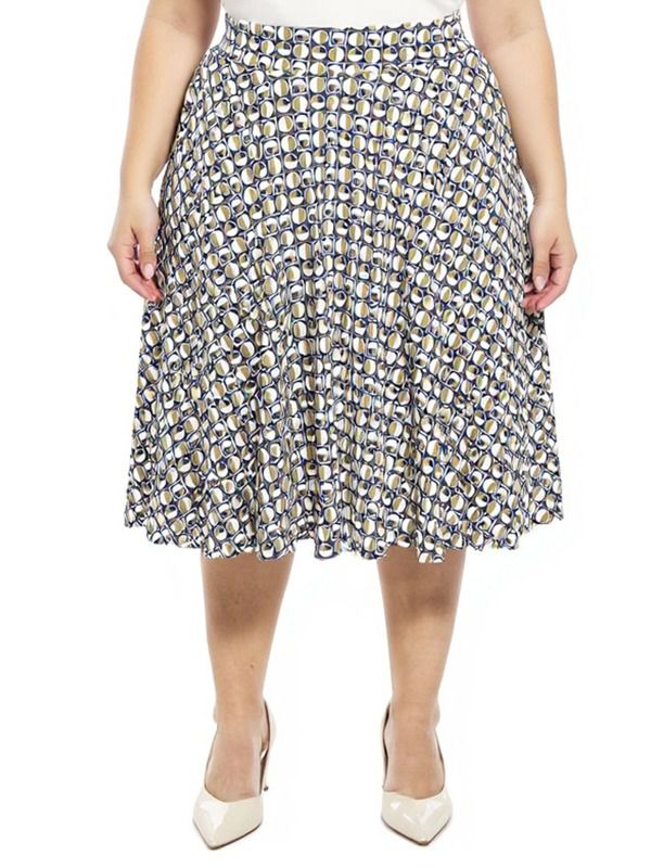 24 セブンコンフォート レディース ボトムスカート A ライン プラスサイズ ミディ 24seven Comfort Apparel Plusize Geometric Elastic Waist