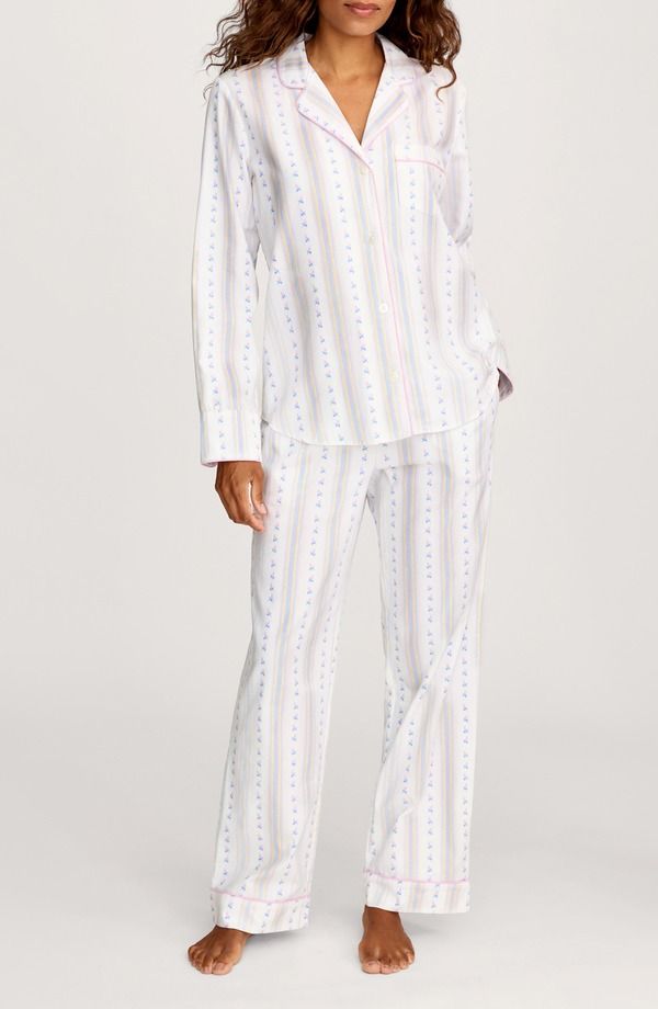 プティットプリュム レディース アンダーウェア ナイトウェア コットン Petite Plume Brushed Cotton Twill Pajamas WHITE ホワイト