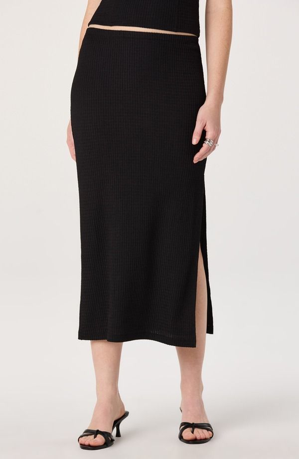 アストール レディース ボトムスカート ミディ ASTR the Label Milana Rib Midi Skirt BLACK ブラック