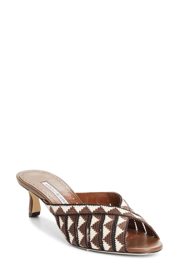 マノロ ブラニク レディース シューズ スニーカー サンダル Manolo Blahnik Trofesamu Slide Sandal Women BROWN CREAM クリーム 144,900円