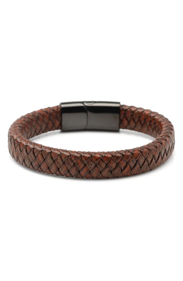 カフリンク メンズ アクセサリー カフスボタン レザー Cufflinks Inc Braided Leather Bracelet RED レッド