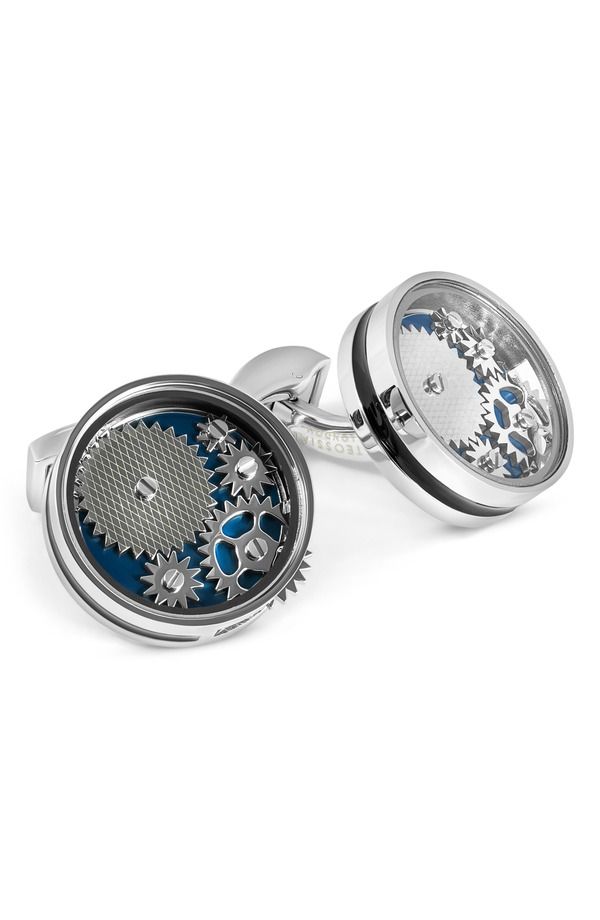 タテオシアン メンズ アクセサリー カフスボタン Tateossian Carousel Gear Cuff Links BLUE ブルー