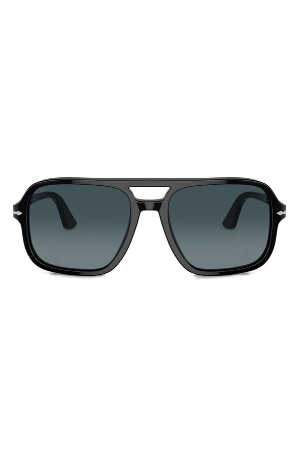 ペルソル メンズ アクセサリー サングラス・アイウェア Persol 58mm Polarized Pilot Sunglasses BLACK ブラック