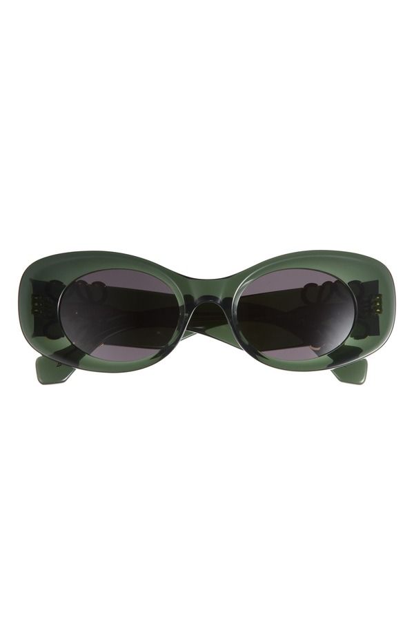 ロエベ レディース アクセサリー サングラス・アイウェア Loewe Anagram 49mm Small Rectangular Sunglasses DARK GREEN OTHER SMOKE