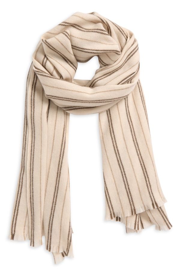 ヴィンス メンズ アクセサリー マフラー・ストール・スカーフリンジ Vince Messa Stripe Cashmere Fringe Scarf CREAM クリーム