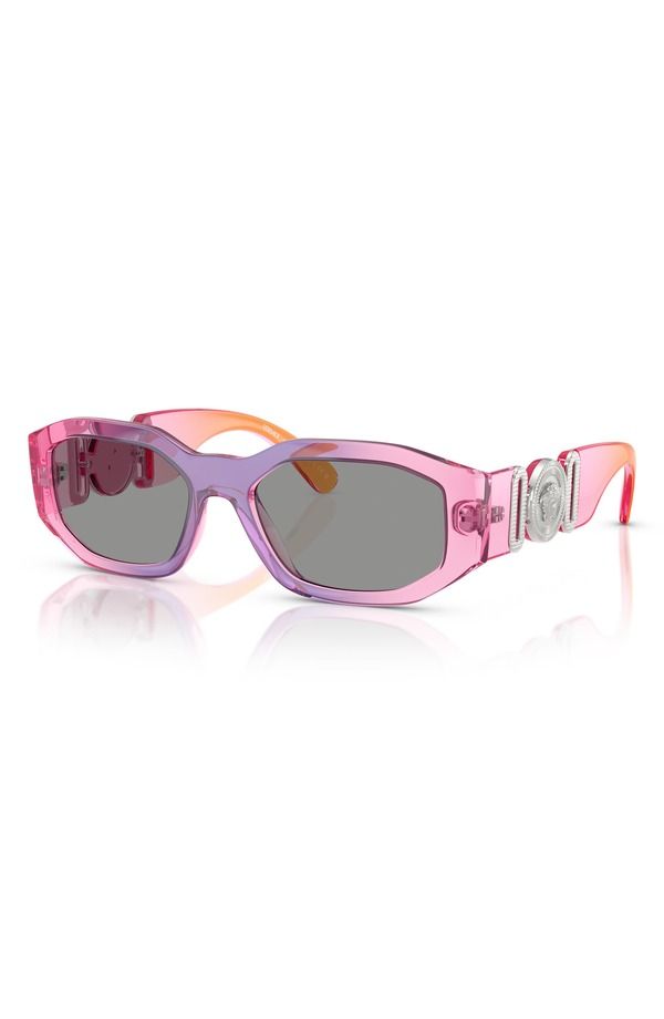 ヴェルサーチ メンズ アクセサリー サングラス・アイウェア Versace Biggie 53mm Round Sunglasses GRADIENT PINK VIOLET GREY グレー
