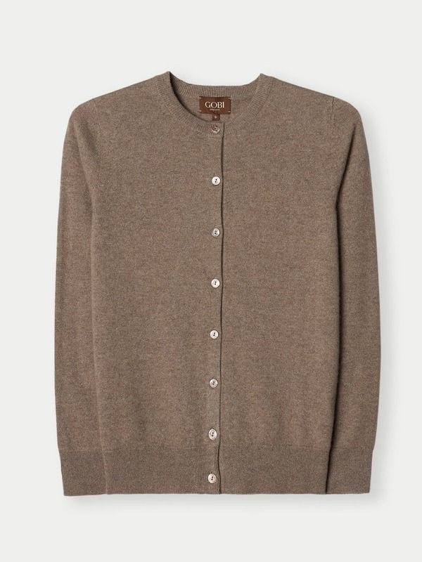 ゴビ カシミヤ レディース アウター カーディガン クルーネック Gobi Cashmere Timeless Cashmere Crewneck Cardigan taupe トープ