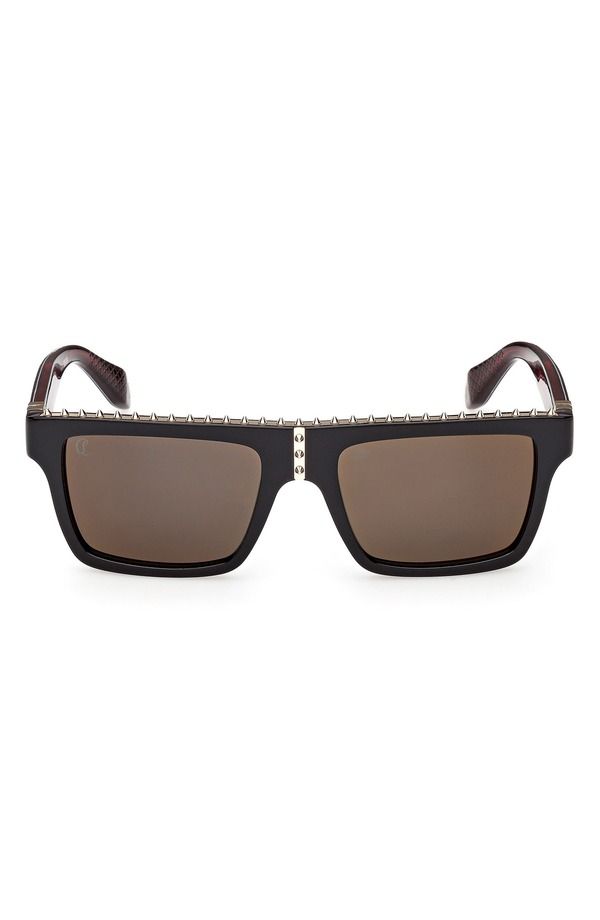 クリスチャン・ルブタン メンズ アクセサリー サングラス・アイウェア Christian Louboutin 56mm Rectangular Sunglasses BLACK RED GUNMETA