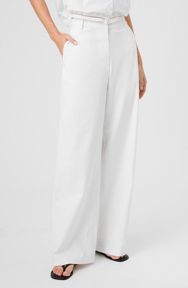 フレンチコネクション レディース ボトムス カジュアルパンツ ワイドレッグ French Connection Wide Leg Twill PantsUMMER WHITE ホワイト
