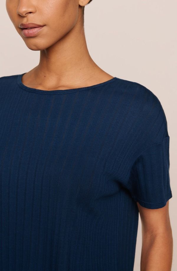 エバージェイ レディース アンダーウェア ナイトウェア Eberjey Pointelle Rib Pajama Top NAVY ネイビー