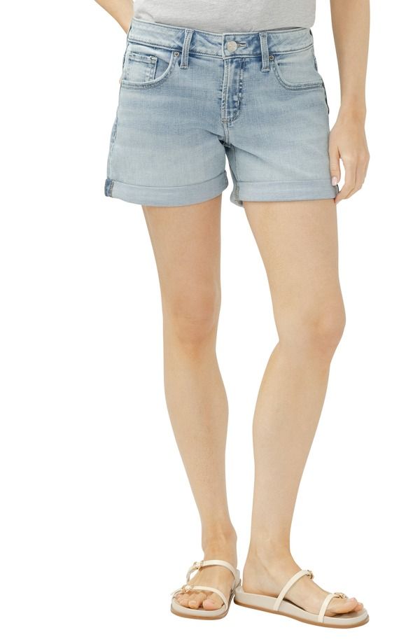 シルバー ジーンズ レディース ボトムス デニムパンツ ショートパンツ Silver Jeans Co Mid Rise Denim Boyfriend Shorts BOOGIE デニム