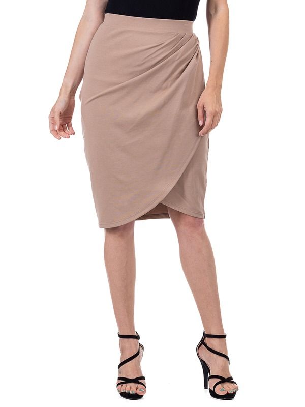24 セブンコンフォート レディース ボトムスカート ひざ丈 24seven Comfort Apparelastic Waist Knee Length Tulipencil Skirtaupe ト