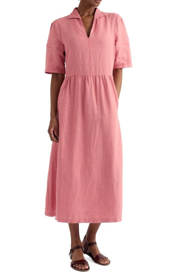 シーソルトコーンウォール レディース ボトムス カジュアルパンツ ミディワンピース プラスサイズ ミディ リネン Seasalt Cornwall Fen Linen Midi Dress Plus