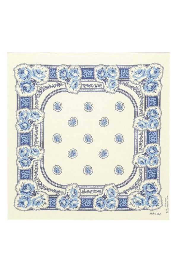 フォルテラ メンズ アクセサリー マフラー・ストール・スカーフラワー柄 プリント コットン フラワー Fortela Floral Print Cotton Bandana Cream クリーム