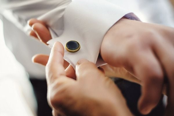リンクアップ メンズ アクセサリー カフスボタン Link Up Round Cufflinks with Texture Border Black Gold ブラック