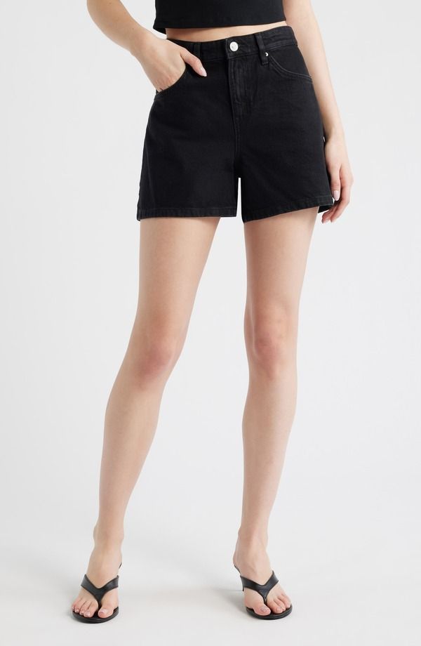 マンゴ レディース ボトムス デニムパンツ プラスサイズ ショートパンツ MANGO Denim Shorts Plus Regular BLACK DENIM ブラック