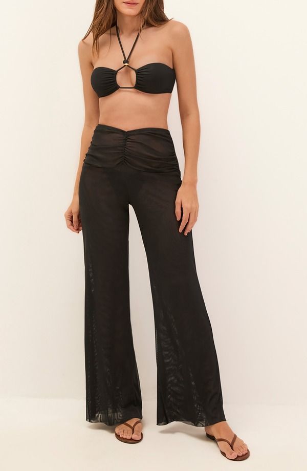 ヴィックス パウラ ハーマニー レディース ボトムス カジュアルパンツ シアー ViX Paula Hermanny Saana Sheer CoverUpants BLACK ブラック