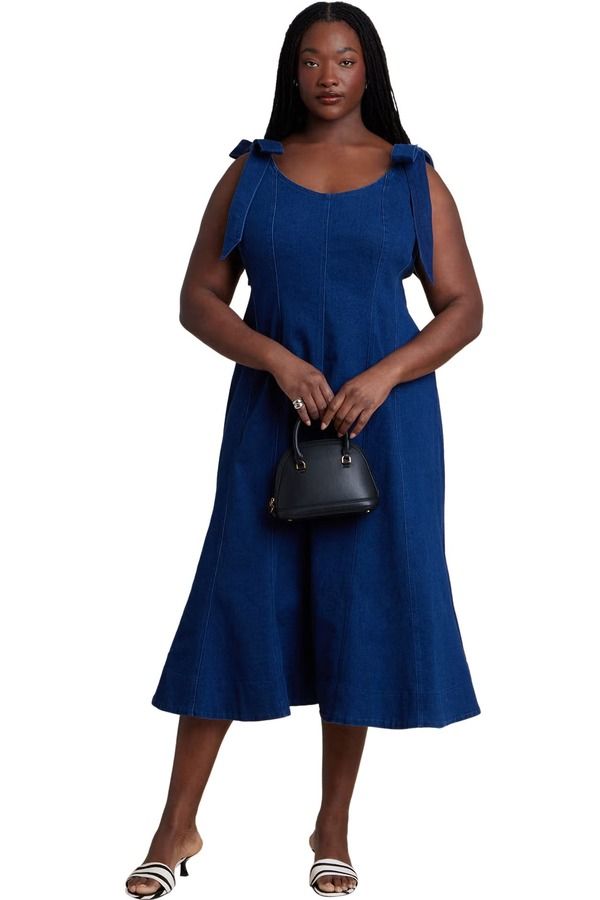 エロクイ レディース ボトムス デニムパンツ プラスサイズ ELOQUII Denim Trumpet Dress Plus Regular MEDIUM WASH デニム