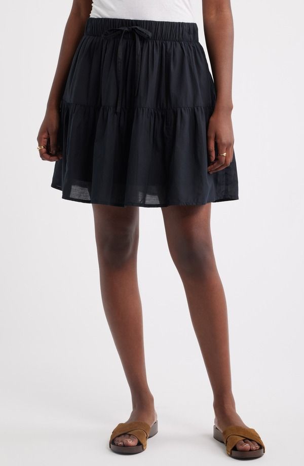 キャスロン レディース ボトムスカート ミニ Caslon Tie Waist Miniskirt BLACK ブラック