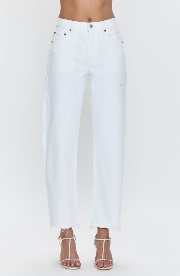ピストーラ レディース ボトムス デニムパンツ ストレート ジーンズ Pistola Lexi Mid Rise Bowed Straight Leg Jeans LUXE WHITE VINTAGE