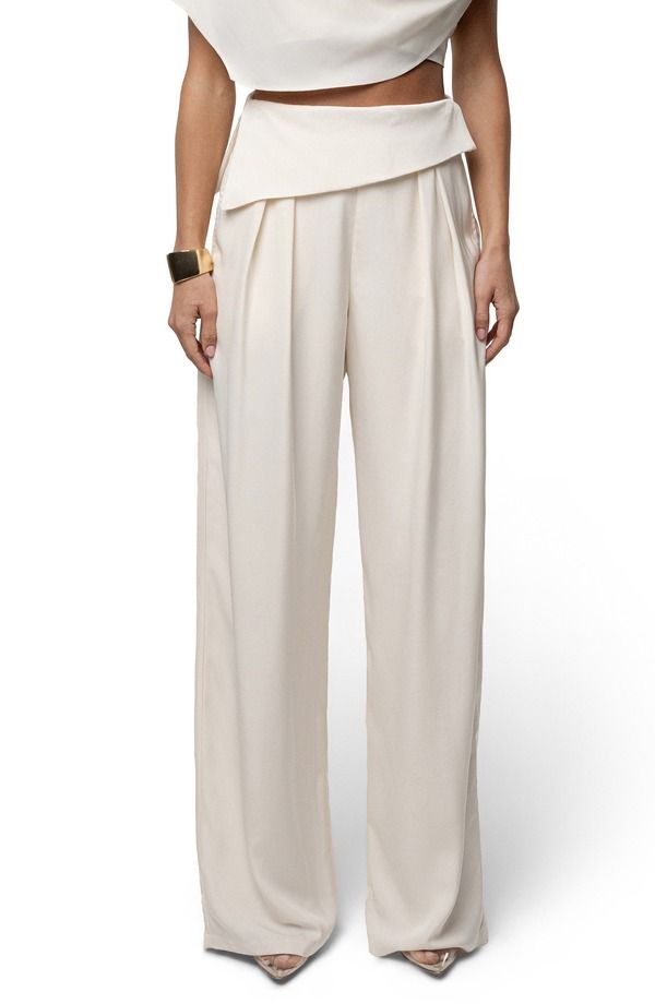 ジェイラックスレーベル レディース ボトムス カジュアルパンツ ハイウエスト JLUXLABEL Executive High Waist Pants IVORY アイボリー
