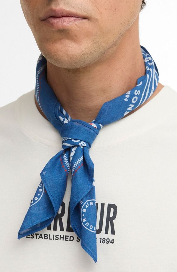 バブアー メンズ アクセサリー マフラー・ストール・スカーフ プリント コットン Barbour Heritage Print Cotton Bandana Scarf SAILBOAT BLUE ブ