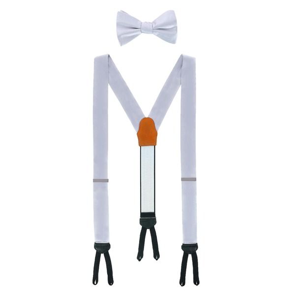 トラファルガー メンズ アクセサリー ベルト シルク Trafalgar Sutton Solid Color Silk Brace and Bow Tie Combo Silver シルバー