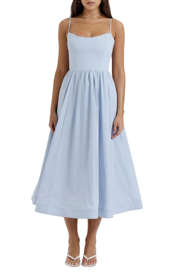 ハウスオブシービー レディース トップス ワンピース コットン HOUSE OF CB Lolita Corset Cotton Blend Fit Flare DressOFT BLUE ブルー