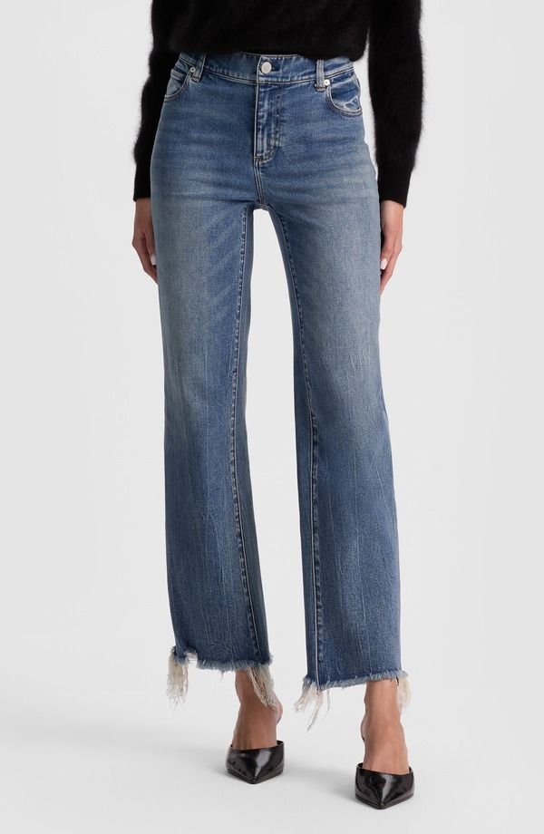 アリス アンド オリビア レディース ボトムス デニムパンツ ストレート ジーンズ Alice Olivia Fierce Slim Straight Leg Jeans BROOKLYN BLUE