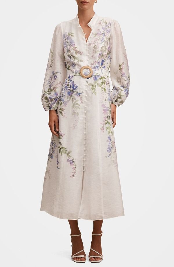 エバーニュー レディース トップス ワンピース プリント レース マキシ Ever New Sheridan Placement Print Long Sleeve Maxi Dress WISTER