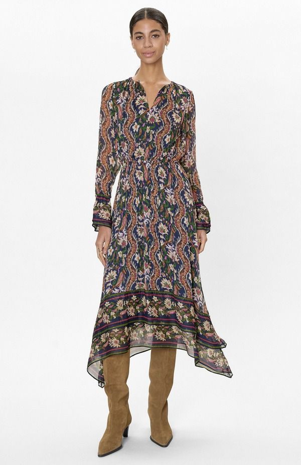 レベッカテイラー レディース トップス ワンピース Rebecca Taylor Isha Long Sleeve Dress Navy Combo ネイビー
