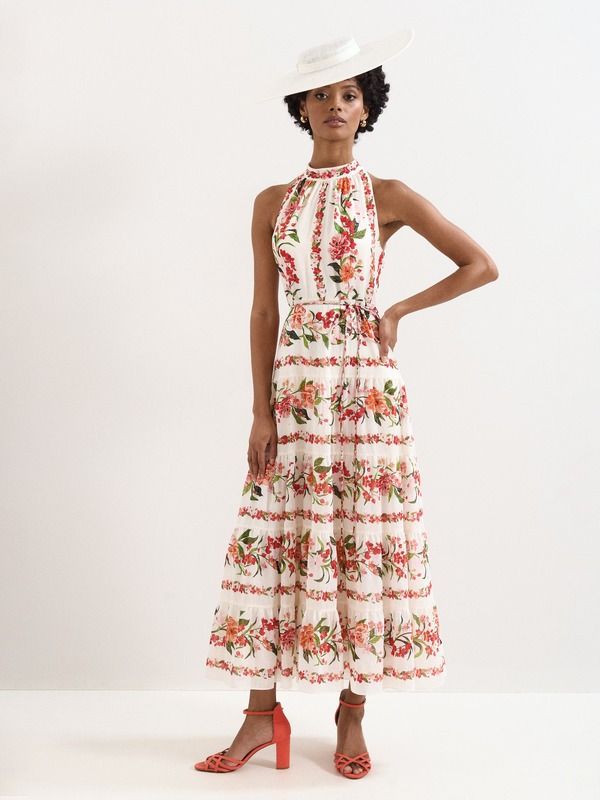 フェイズ・エイト レディース トップス ワンピース フラワー柄 フラワー ホルター Phaseight Nita Halter Neck Floral Dress Cream クリーム