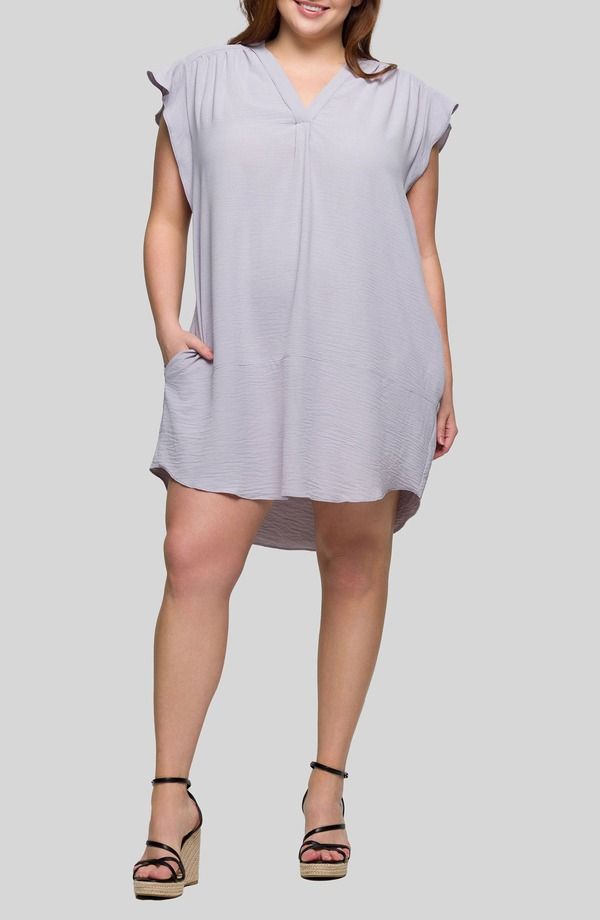 24 セブンコンフォート レディース トップス ワンピース プラスサイズ キャップ 24seven Comfort Apparel Flutter Cap Sleeve Shift Dress Plu
