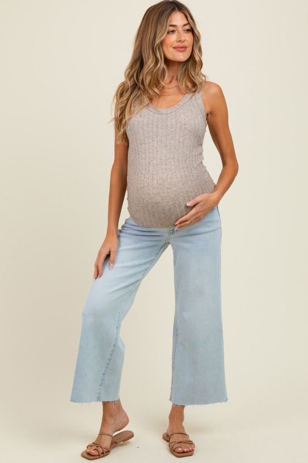 ピンクブラッシュ レディース ボトムス カジュアルパンツ ワイドレッグ クロップド マタニティ ジーンズ PinkBlush Raw Hem Cropped Wide Leg Maternity Je