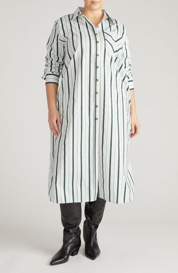 ユニバーサル スタンダード レディース トップス ワンピース プラスサイズ ミディ シャツ Universal Standard Odeon Long Sleeve Stretch Poplin Mi