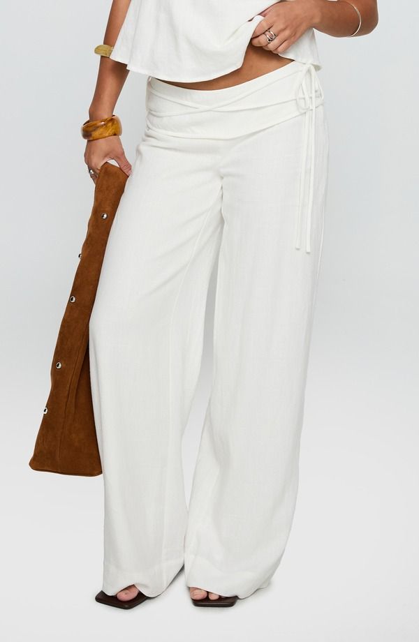 プリンセスポリー レディース ボトムス カジュアルパンツ リネン Princess Polly Silver Moon Tie Waist Linen Blend Pants WHITE ホワイト 20,221円