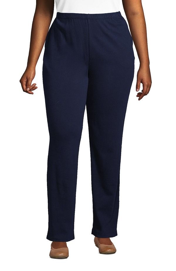 ランズエンド レディース ボトムス カジュアルパンツ プラスサイズ ニット Lands End Plusize Sport Knit High Rise Pants Plus Radiant Navy