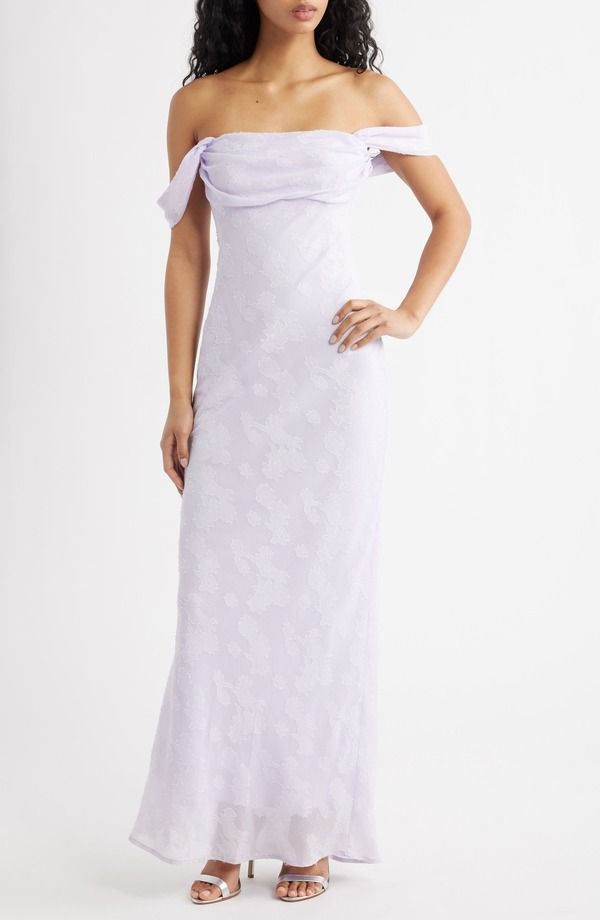 プリンセスポリー レディース トップス ワンピース マキシ Princess Polly Azura Off The Shoulder Cocktail Maxi Dress LILAC ライラック