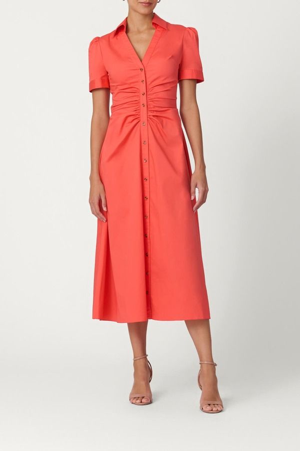 ショシャーナ レディース トップス ワンピース コットン Shoshanna Cotton Poplin Barnet Dress Tangerine タンジェリン