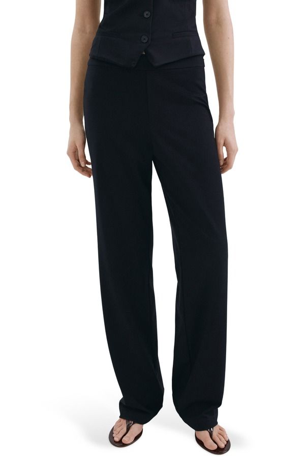 マンゴ レディース ボトムス カジュアルパンツ ワイドレッグ MANGO Wide Leg Pants NAVY ネイビー