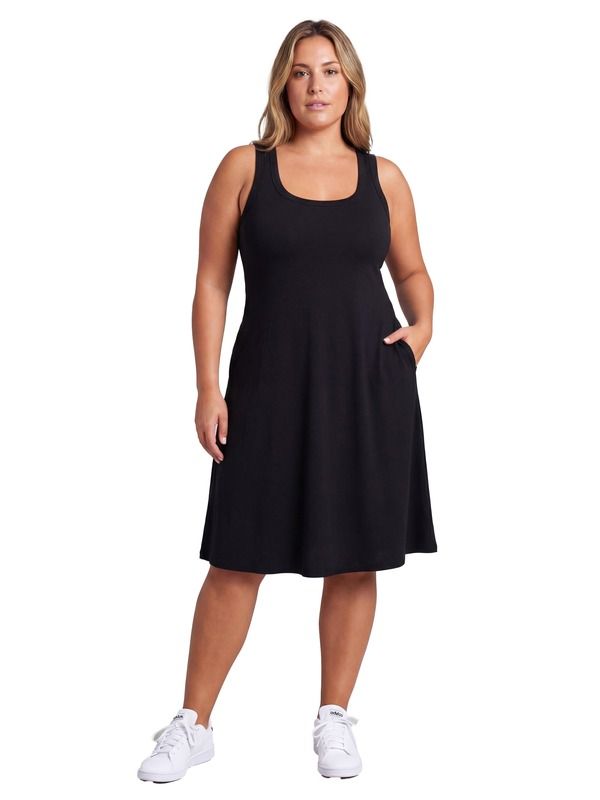 24 セブンコンフォート レディース トップス ワンピース A ライン プラスサイズ リブ ミディ ノースリーブ ニット 24seven Comfort Apparel Curvy Essential 10,345円