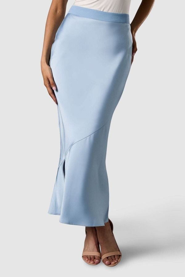 コースト レディース ボトムスカート サテン Coast Satin Detail Fitted Skirt Dusty Blue ブルー