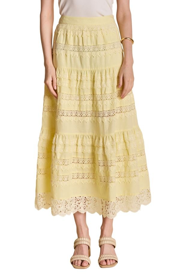 エンドレスローズ レディース ボトムスカート ティアード ミディ Endless Rose Tie red Midi Skirt BUTTER