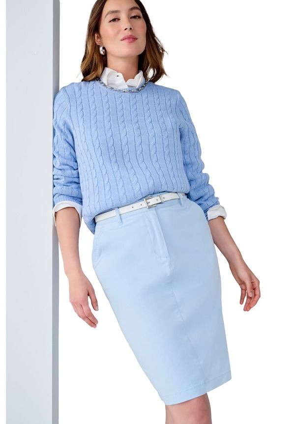 ジェシカロンドン レディース ボトムスカート プラスサイズ コットン Jessica London Stretch Cotton Chino Skirt Plus Regular AZURE MIST