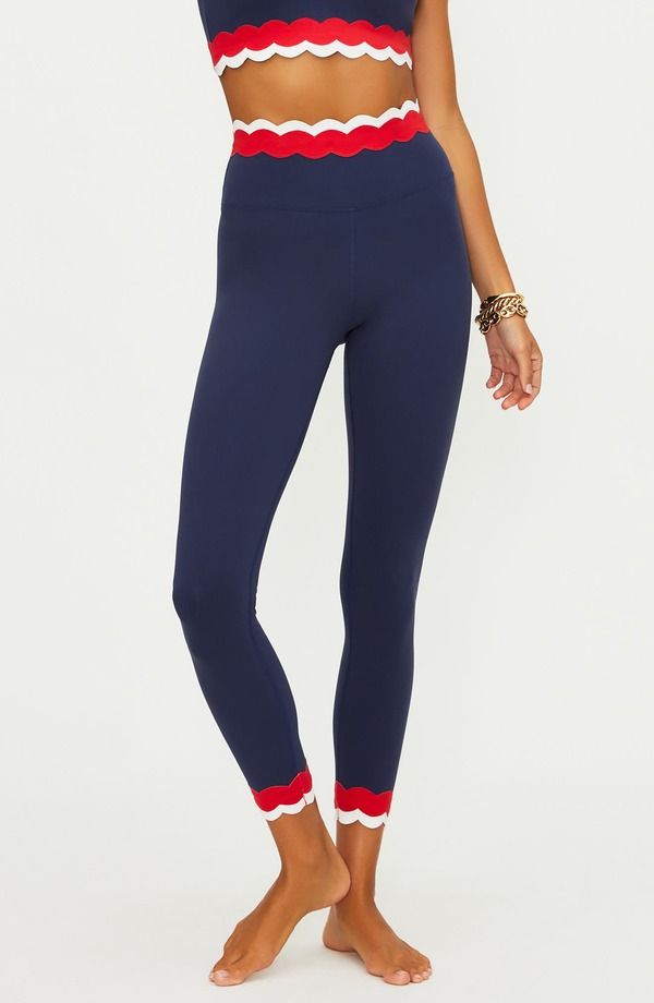 ビーチライオット レディース ボトムス レギンス カラーブロック Beach Riot Stacy Scallop Colorblock Rib Leggings TWILIGHT FIREWORK
