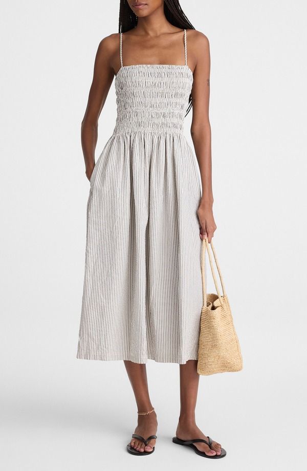 メイドウェル レディース ボトムス カジュアルパンツ ミディワンピース ミディ Madewell The Peyton Midi Dress BLACK VINTAGE IVORYARNDYE アイボ