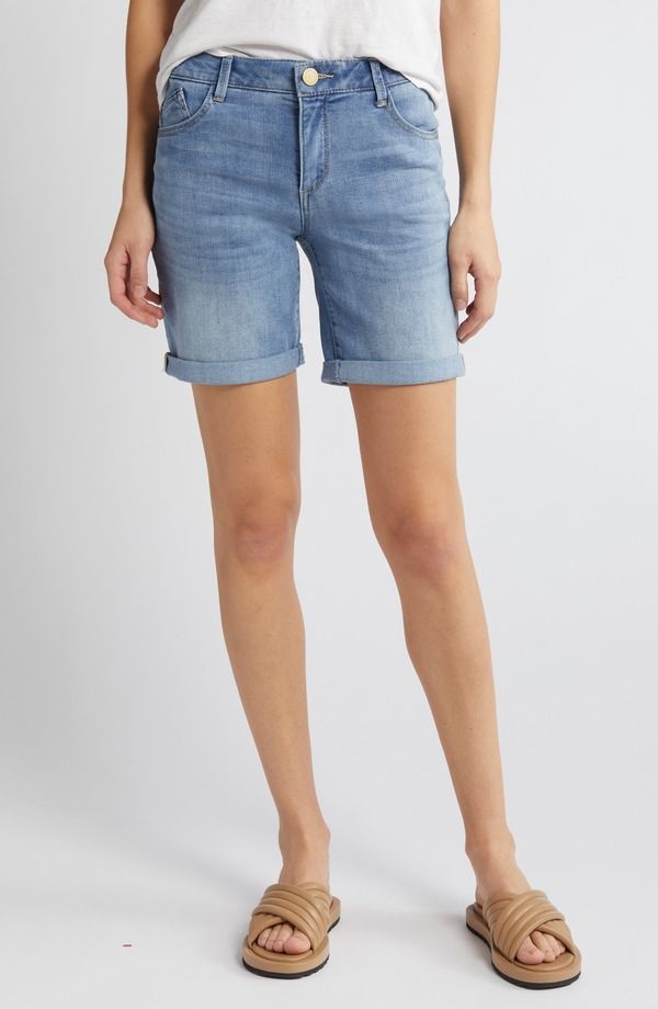 ウィットウィズダム レディース ボトムス デニムパンツ プチ ショートパンツ Wit Wisdom Denim Shorts Petite Regular LIGHT BLUE ブルー