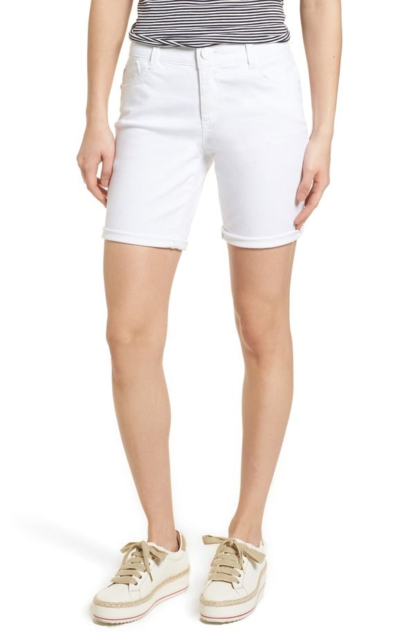 ウィットウィズダム レディース ボトムス デニムパンツ プチ ショートパンツ Wit Wisdom Denim Shorts Petite Regular OPTIC WHITE ホワイト
